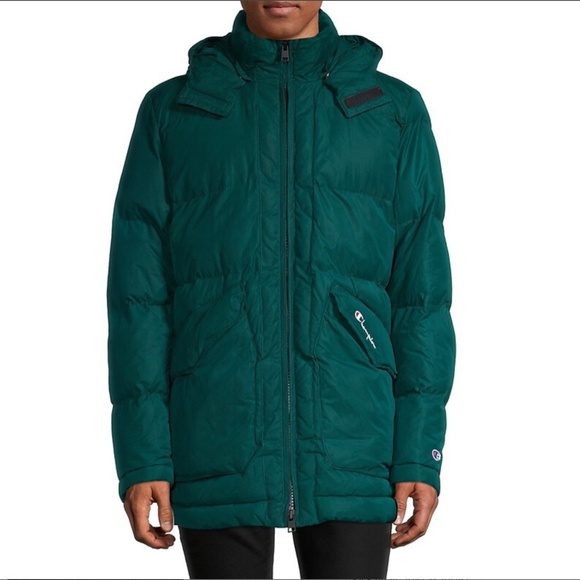 Champion Green Hooded Winter Puffer Coat Men's Small New $365 - Picture 4 of 12